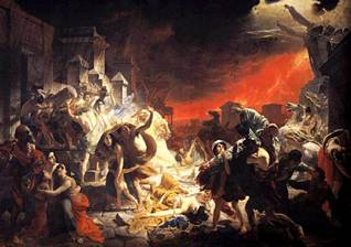 Pompeii is destroyed by the eruption of Mt. Vesuvius, 79 CE, by Karl Briullov (1799-1852) Location TBD